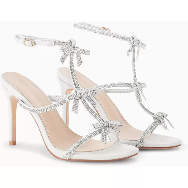 Coutgo Womens Rhinestone Bow High Heels Sandals Sexy Stiletto T-Strap Open Toe Summer Dress Shoes