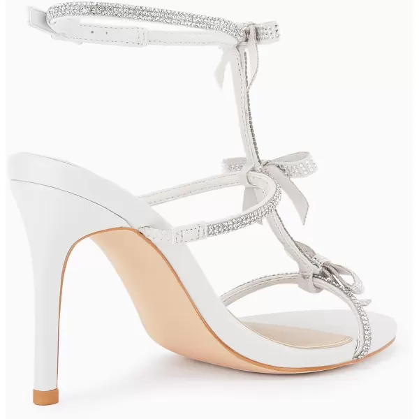 Coutgo Womens Rhinestone Bow High Heels Sandals Sexy Stiletto T-Strap Open Toe Summer Dress Shoes