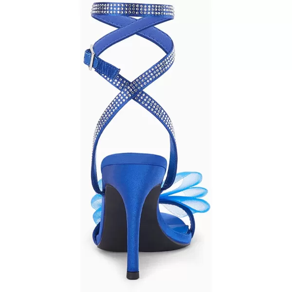 Coutgo Womens Stiletto High Heeled Sandals Strappy Open Toe Bow Knot Satin Rhinestone Sexy Summer Wedding Party Dress Shoes
