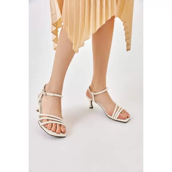 Coutgo Women's Strappy Low Kitten Heels Sandals Square Open Toe Ankle Strap Party Dress Shoes