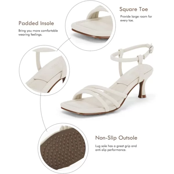 Coutgo Women's Strappy Low Kitten Heels Sandals Square Open Toe Ankle Strap Party Dress Shoes