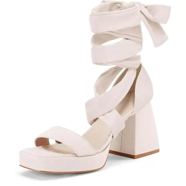 Coutgo Womens Platform Chunky High Heels Lace Up Sandals Ankle Strappy Open Toe Party Dress Shoes