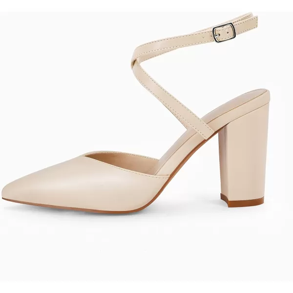 Womens Slingback Closed Pointed Toe Heels Strappy Block Chunky Heel Office Bridal Pumps Shoe