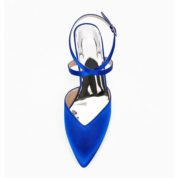 Womens Slingback Closed Pointed Toe Heels Strappy Block Chunky Heel Office Bridal Pumps Shoe