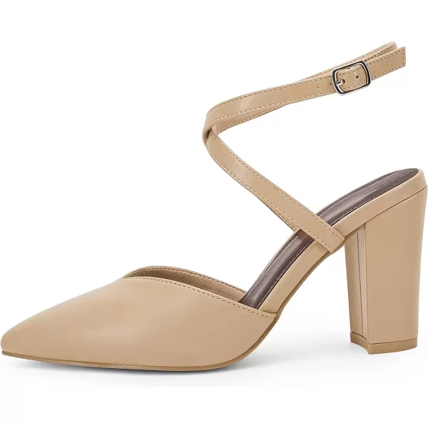 Womens Slingback Closed Pointed Toe Heels Strappy Block Chunky Heel Office Bridal Pumps Shoe