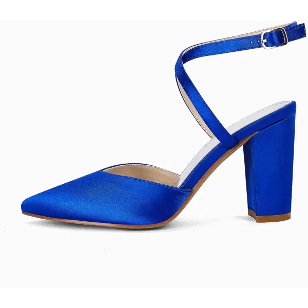 Womens Slingback Closed Pointed Toe Heels Strappy Block Chunky Heel Office Bridal Pumps Shoe