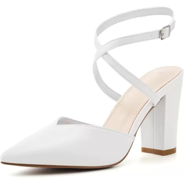 Womens Slingback Closed Pointed Toe Heels Strappy Block Chunky Heel Office Bridal Pumps Shoe