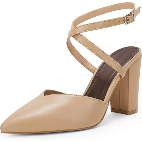 Womens Slingback Closed Pointed Toe Heels Strappy Block Chunky Heel Office Bridal Pumps Shoe