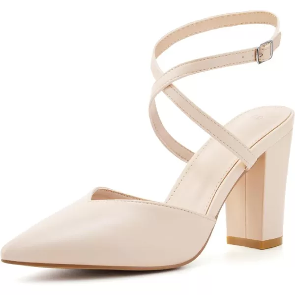 Womens Slingback Closed Pointed Toe Heels Strappy Block Chunky Heel Office Bridal Pumps Shoe