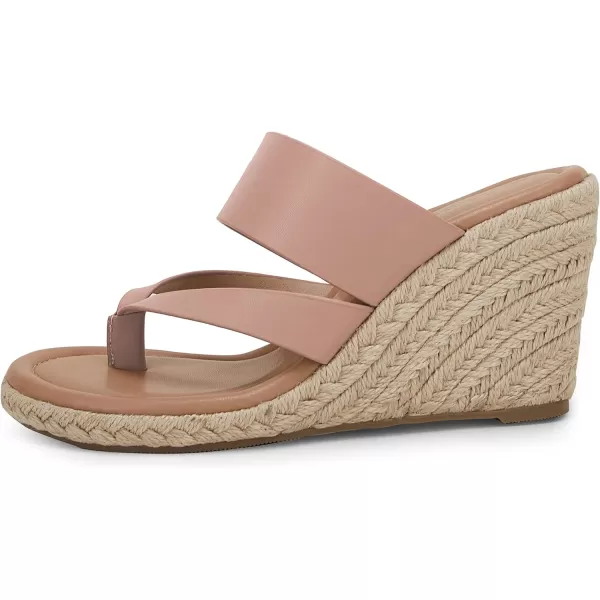 Coutgo Women's Espadrille Wedge Sandals Platform Thong Leather Strap Slides Backless Slip On Summer Casual Flip Flops