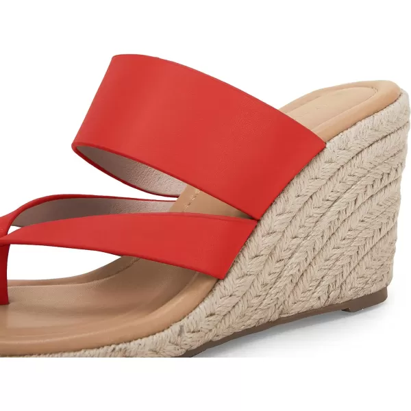 Coutgo Women's Espadrille Wedge Sandals Platform Thong Leather Strap Slides Backless Slip On Summer Casual Flip Flops