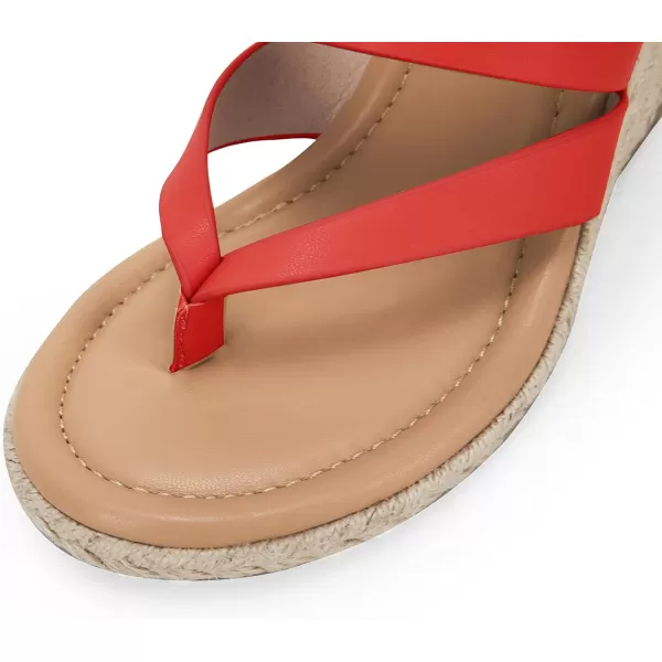 Coutgo Women's Espadrille Wedge Sandals Platform Thong Leather Strap Slides Backless Slip On Summer Casual Flip Flops