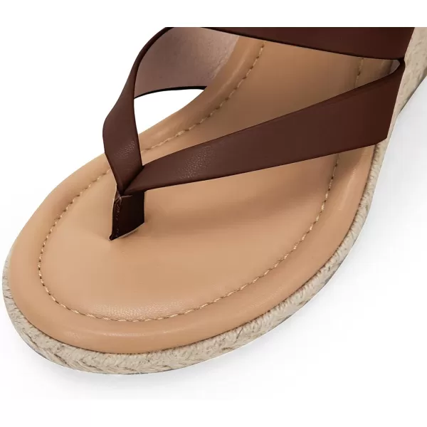 Coutgo Women's Espadrille Wedge Sandals Platform Thong Leather Strap Slides Backless Slip On Summer Casual Flip Flops