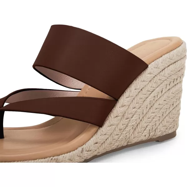 Coutgo Women's Espadrille Wedge Sandals Platform Thong Leather Strap Slides Backless Slip On Summer Casual Flip Flops