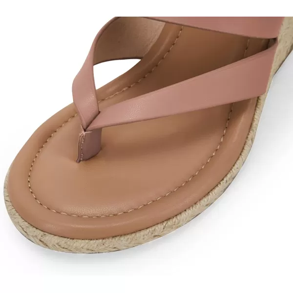 Coutgo Women's Espadrille Wedge Sandals Platform Thong Leather Strap Slides Backless Slip On Summer Casual Flip Flops