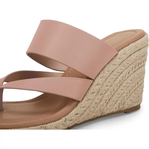 Coutgo Women's Espadrille Wedge Sandals Platform Thong Leather Strap Slides Backless Slip On Summer Casual Flip Flops