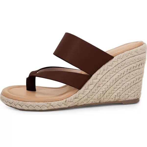 Coutgo Women's Espadrille Wedge Sandals Platform Thong Leather Strap Slides Backless Slip On Summer Casual Flip Flops