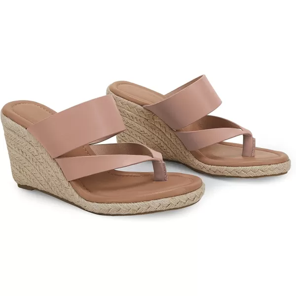 Coutgo Women's Espadrille Wedge Sandals Platform Thong Leather Strap Slides Backless Slip On Summer Casual Flip Flops