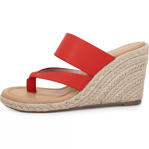 Coutgo Women's Espadrille Wedge Sandals Platform Thong Leather Strap Slides Backless Slip On Summer Casual Flip Flops