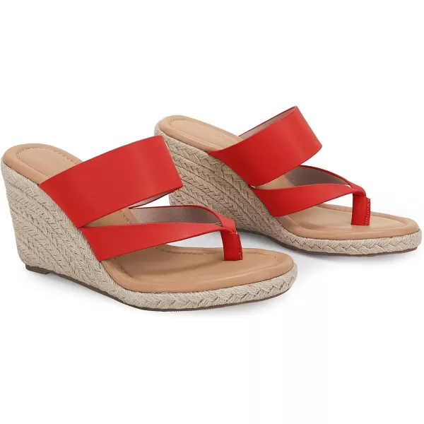 Coutgo Women's Espadrille Wedge Sandals Platform Thong Leather Strap Slides Backless Slip On Summer Casual Flip Flops
