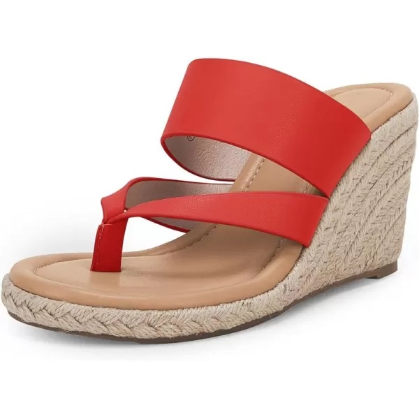 Coutgo Women's Espadrille Wedge Sandals Platform Thong Leather Strap Slides Backless Slip On Summer Casual Flip Flops