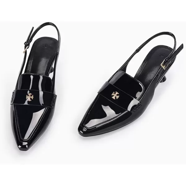 Coutgo Women's Pointed Toe Sandals Slingback Kitten Heel Pumps Slip On Ankle Buckle Dress Shoes