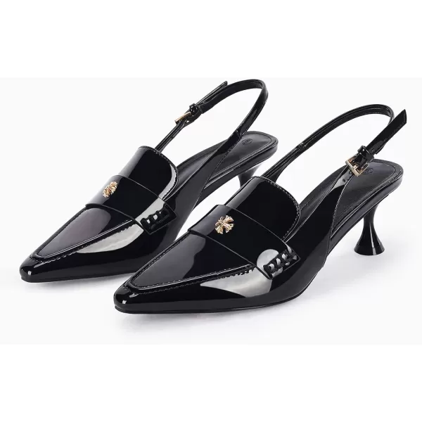 Coutgo Women's Pointed Toe Sandals Slingback Kitten Heel Pumps Slip On Ankle Buckle Dress Shoes