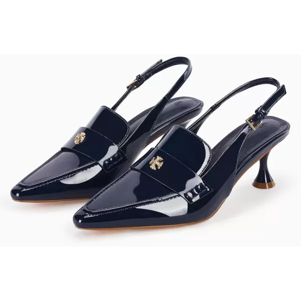 Coutgo Women's Pointed Toe Sandals Slingback Kitten Heel Pumps Slip On Ankle Buckle Dress Shoes