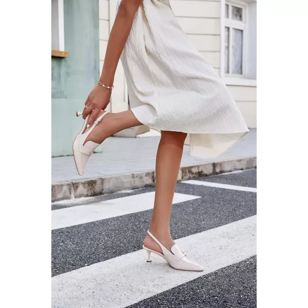 Coutgo Women's Pointed Toe Sandals Slingback Kitten Heel Pumps Slip On Ankle Buckle Dress Shoes