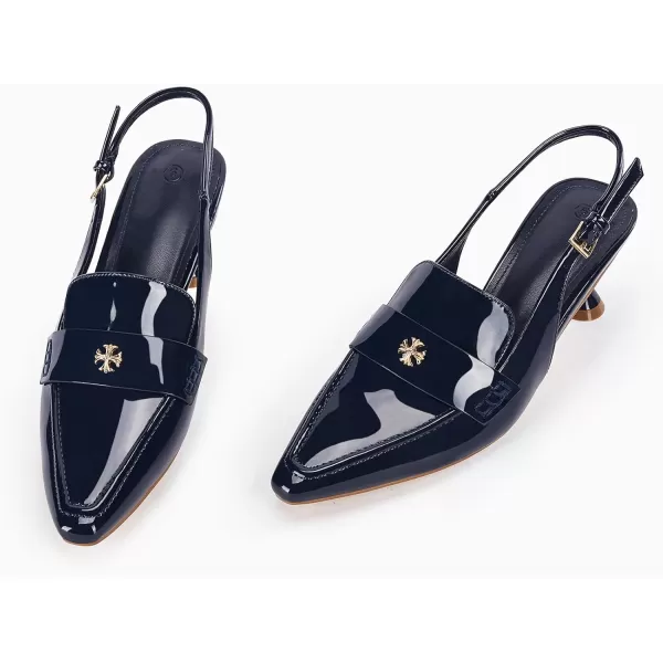 Coutgo Women's Pointed Toe Sandals Slingback Kitten Heel Pumps Slip On Ankle Buckle Dress Shoes