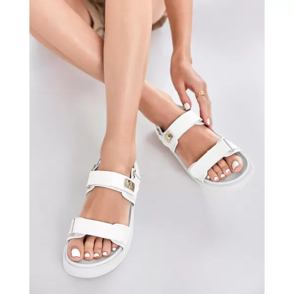 Coutgo Womens Platform Sandals Comfortable Flat Sandals Double Strap Footbed Summer Beach Sandals