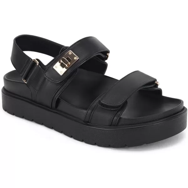 Coutgo Womens Platform Sandals Comfortable Flat Sandals Double Strap Footbed Summer Beach Sandals