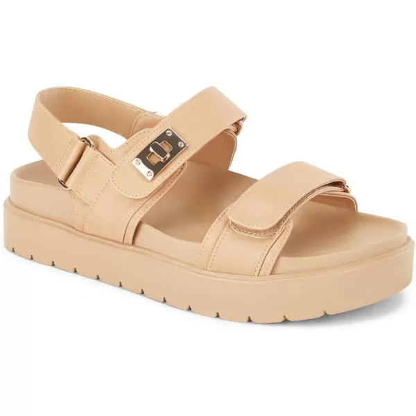 Coutgo Womens Platform Sandals Comfortable Flat Sandals Double Strap Footbed Summer Beach Sandals