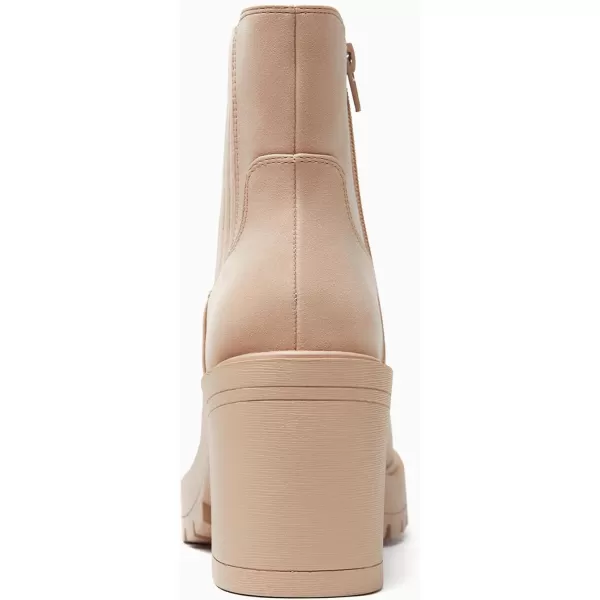 Womems Platform Lug Sole Ankle Boots Chunky Block Heel Seam Booties Combat Cozy Round Toe Chelsea Shoes