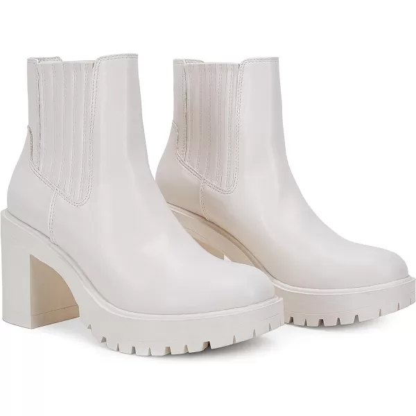 Womems Platform Lug Sole Ankle Boots Chunky Block Heel Seam Booties Combat Cozy Round Toe Chelsea Shoes