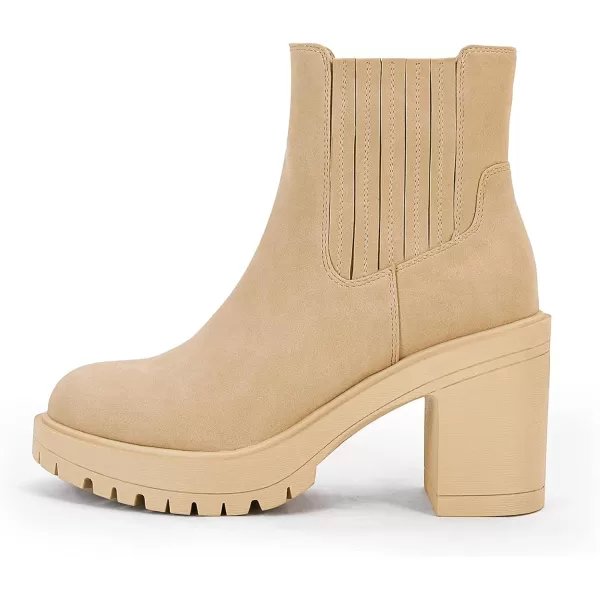 Womems Platform Lug Sole Ankle Boots Chunky Block Heel Seam Booties Combat Cozy Round Toe Chelsea Shoes