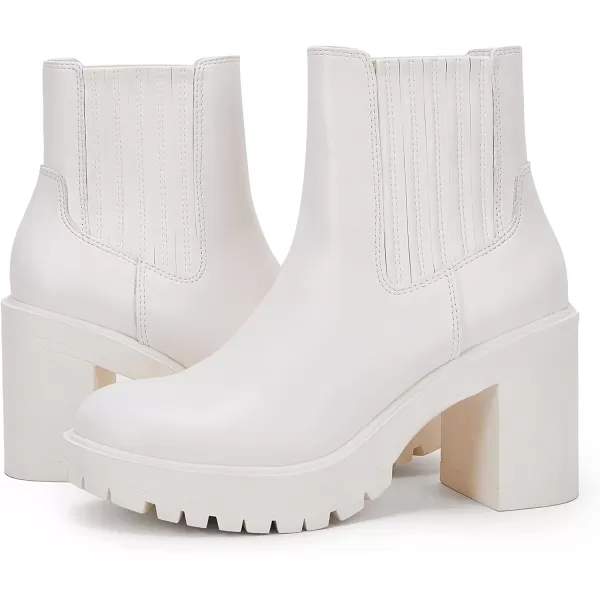 Womems Platform Lug Sole Ankle Boots Chunky Block Heel Seam Booties Combat Cozy Round Toe Chelsea Shoes