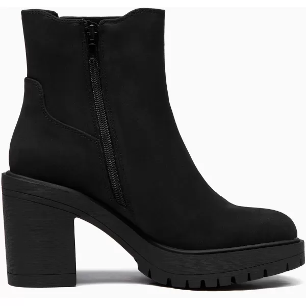 Womems Platform Lug Sole Ankle Boots Chunky Block Heel Seam Booties Combat Cozy Round Toe Chelsea Shoes