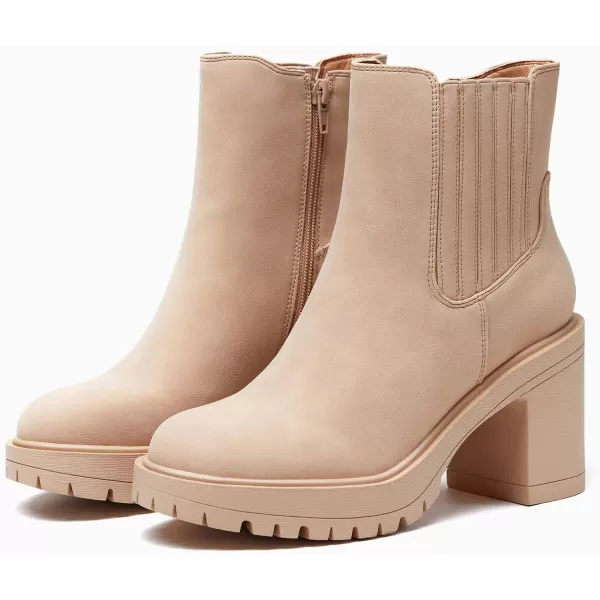 Womems Platform Lug Sole Ankle Boots Chunky Block Heel Seam Booties Combat Cozy Round Toe Chelsea Shoes