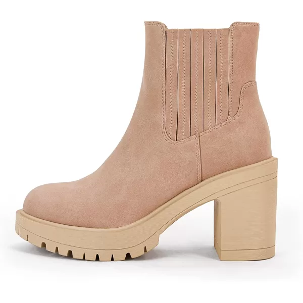 Womems Platform Lug Sole Ankle Boots Chunky Block Heel Seam Booties Combat Cozy Round Toe Chelsea Shoes