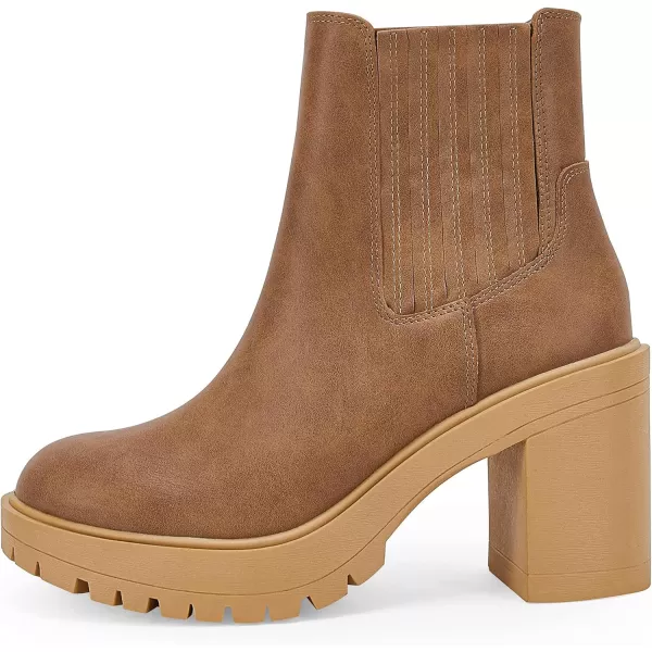 Womems Platform Lug Sole Ankle Boots Chunky Block Heel Seam Booties Combat Cozy Round Toe Chelsea Shoes