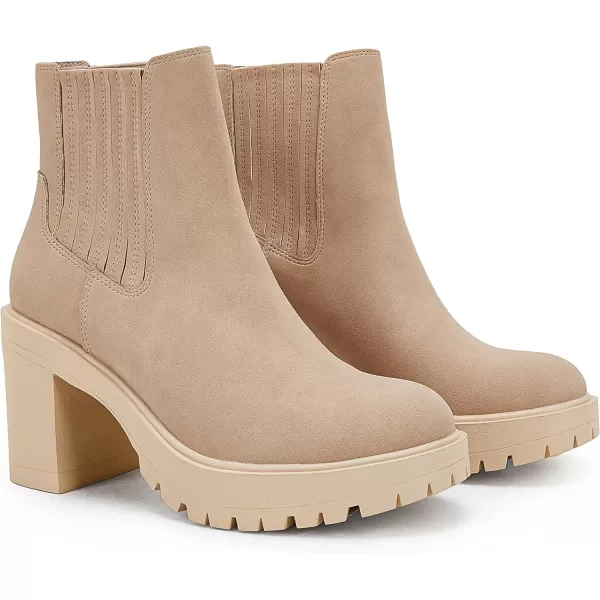 Womems Platform Lug Sole Ankle Boots Chunky Block Heel Seam Booties Combat Cozy Round Toe Chelsea Shoes