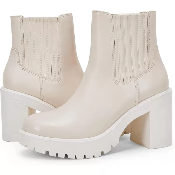 Womems Platform Lug Sole Ankle Boots Chunky Block Heel Seam Booties Combat Cozy Round Toe Chelsea Shoes