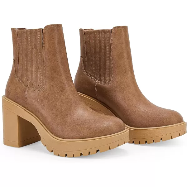 Womems Platform Lug Sole Ankle Boots Chunky Block Heel Seam Booties Combat Cozy Round Toe Chelsea Shoes