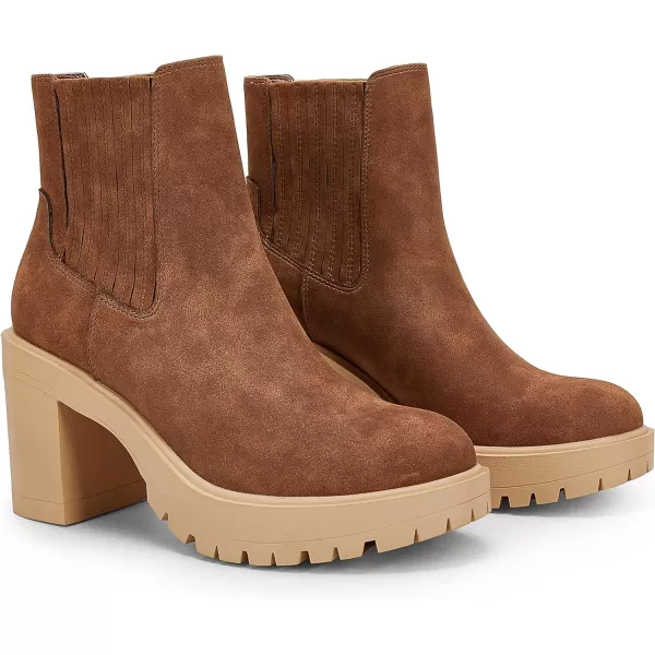 Womems Platform Lug Sole Ankle Boots Chunky Block Heel Seam Booties Combat Cozy Round Toe Chelsea Shoes