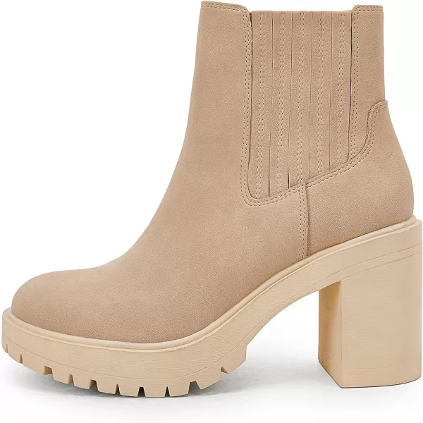 Womems Platform Lug Sole Ankle Boots Chunky Block Heel Seam Booties Combat Cozy Round Toe Chelsea Shoes
