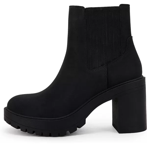 Womems Platform Lug Sole Ankle Boots Chunky Block Heel Seam Booties Combat Cozy Round Toe Chelsea Shoes