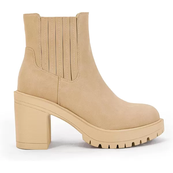 Womems Platform Lug Sole Ankle Boots Chunky Block Heel Seam Booties Combat Cozy Round Toe Chelsea Shoes