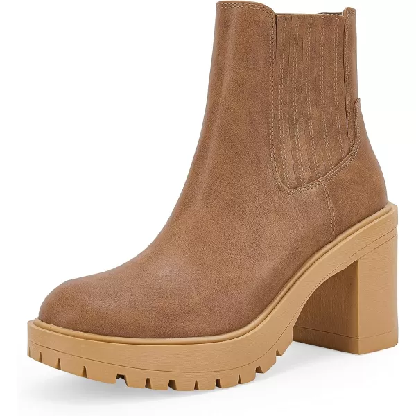 Womems Platform Lug Sole Ankle Boots Chunky Block Heel Seam Booties Combat Cozy Round Toe Chelsea Shoes