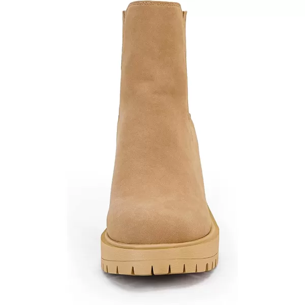 Womems Platform Lug Sole Ankle Boots Chunky Block Heel Seam Booties Combat Cozy Round Toe Chelsea Shoes